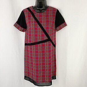TOBI Plaid Shift Mini‎ Dress Red Black Extra Small